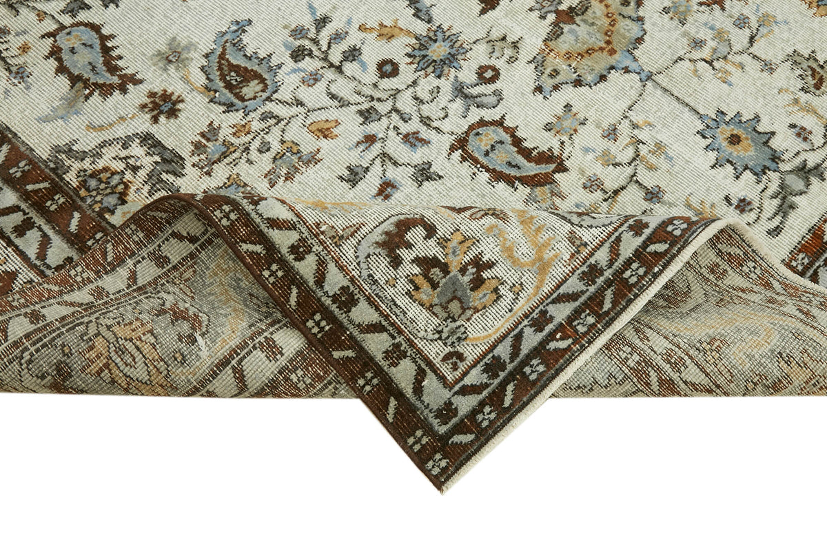Besko Madalyon Desenli Krem ve Kahverengi Oyma Halı 211x287 cm 42634 – kenar detayı