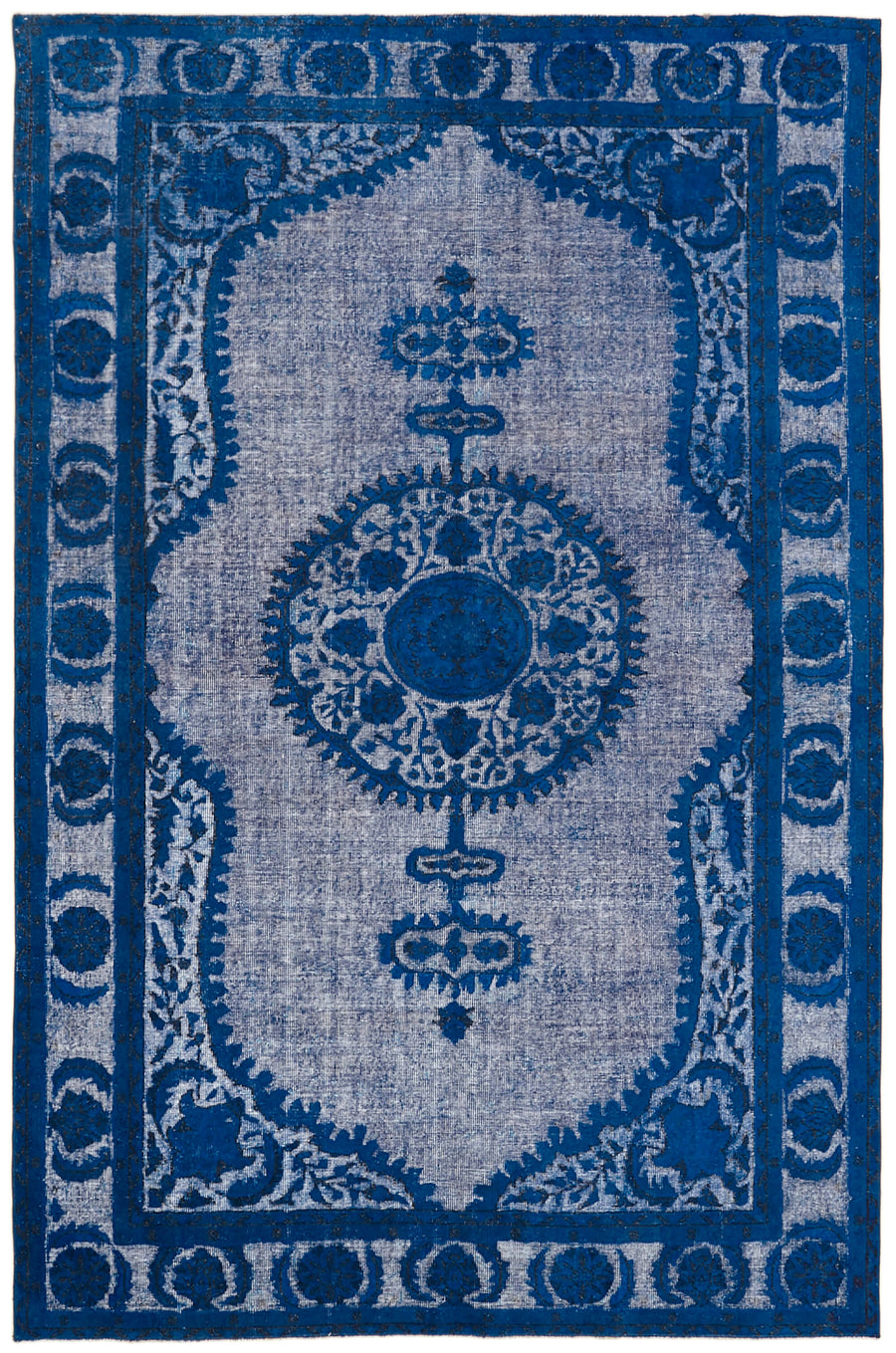 Besko Mavi Gri Madalyon Oyma Kabartma El Dokuma Halı 208x315 cm