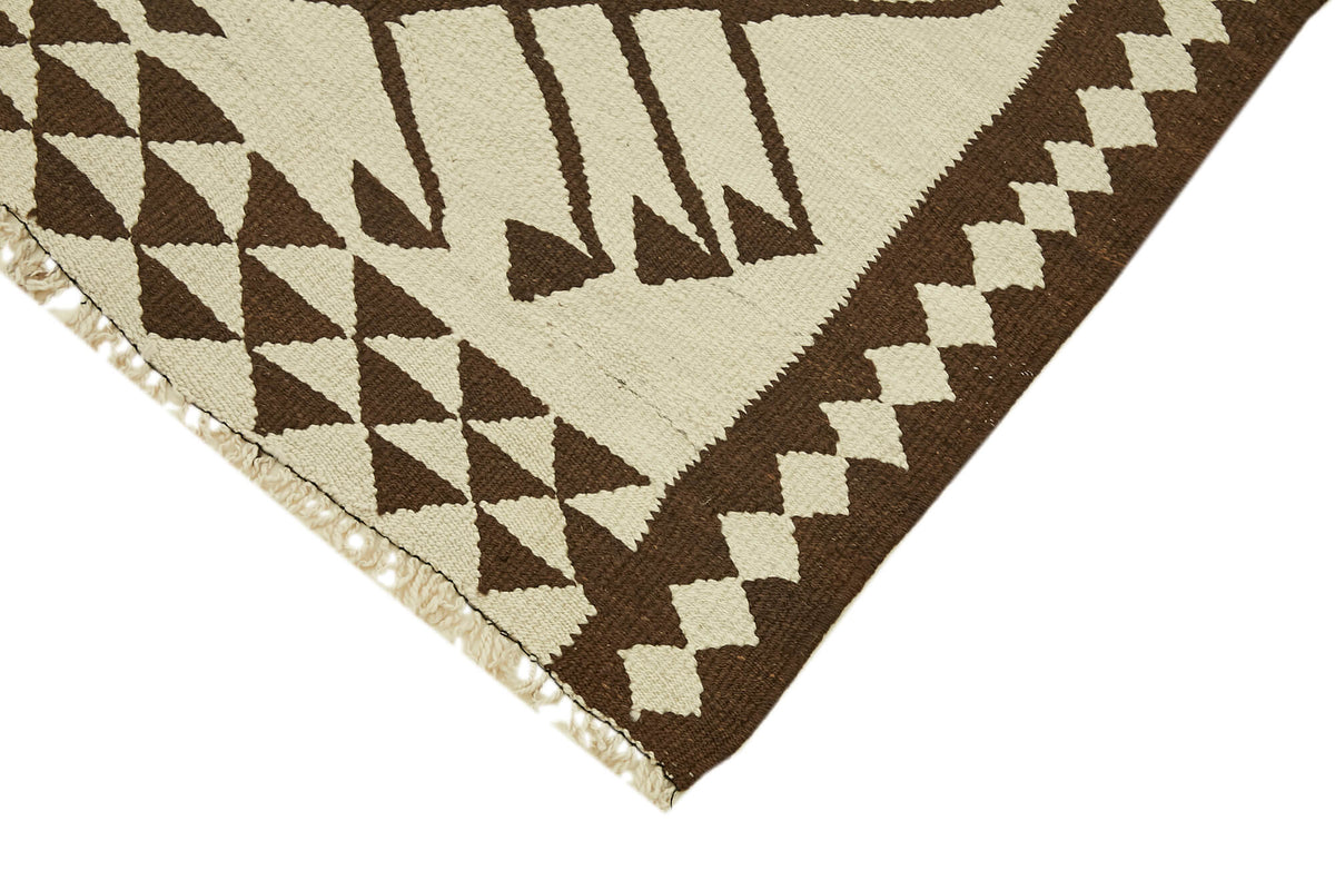 Razka Geometrik Kilim Yolluk, Krem ve Kahverengi Tonlar 95x373 cm – detay görünümü