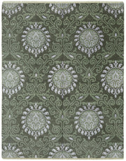 Nivro Vintage Uşak Halı Yeşil ve Açık Gri Madalyon Desenli 240x301 cm