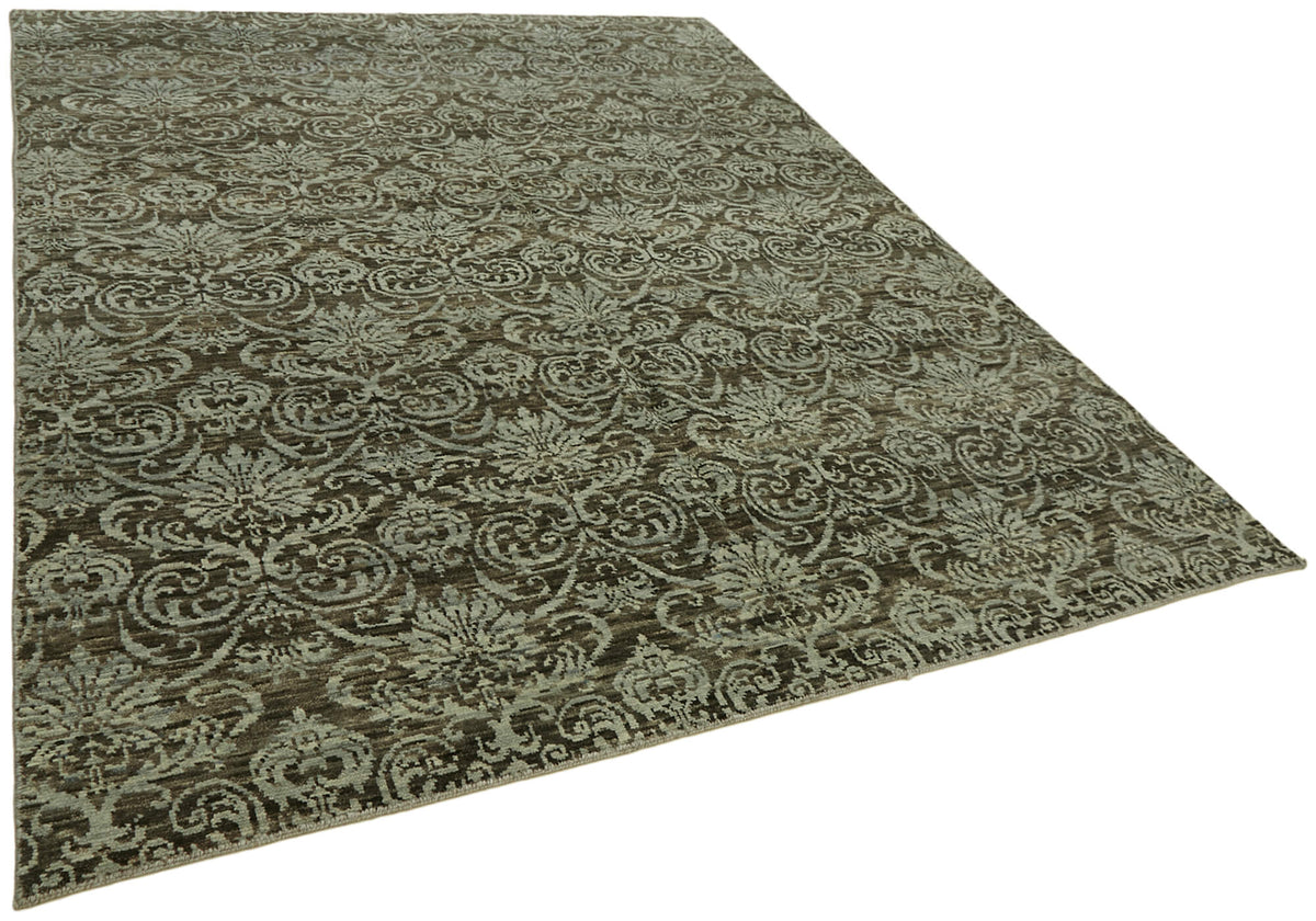 Nivro Eskitme Desenli Kahverengi Vintage Uşak Halı 242x291 cm – genel görünüm