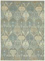 Nivro Madalyon Desenli Mavi Bej Vintage El Dokuma Halı 245x327 cm