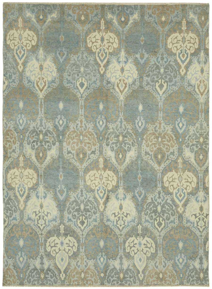 Nivro Madalyon Desenli Mavi Bej Vintage El Dokuma Halı 245x327 cm