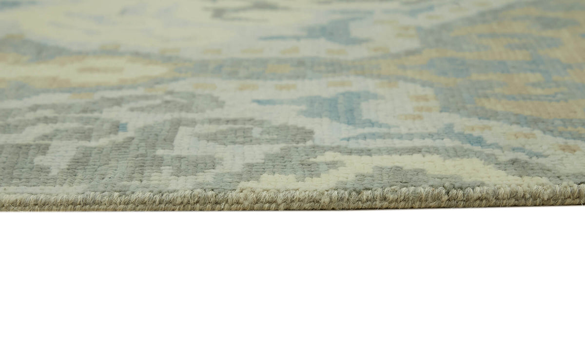 Nivro Madalyon Desenli Mavi Bej Vintage El Dokuma Halı 245x327 cm – farklı açı