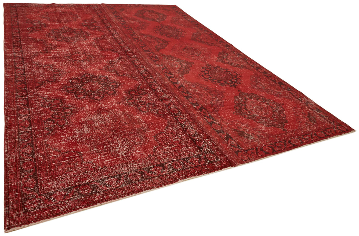 Zelko Kırmızı Gri Madalyon Desenli Eskitme El Dokuma Halı 290x377 cm – genel görünüm