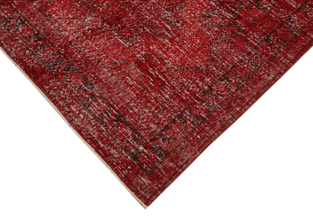 Zelko Kırmızı Gri Madalyon Desenli Eskitme El Dokuma Halı 290x377 cm – detay görünümü