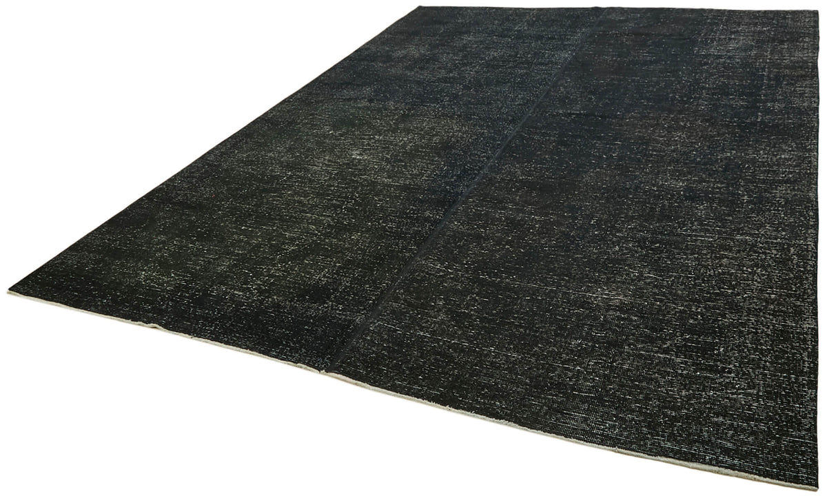 Zelko Overdyed Siyah Gri Desensiz Vintage El Dokuma Halı 276x369 cm 43127 – doku yakın çekim