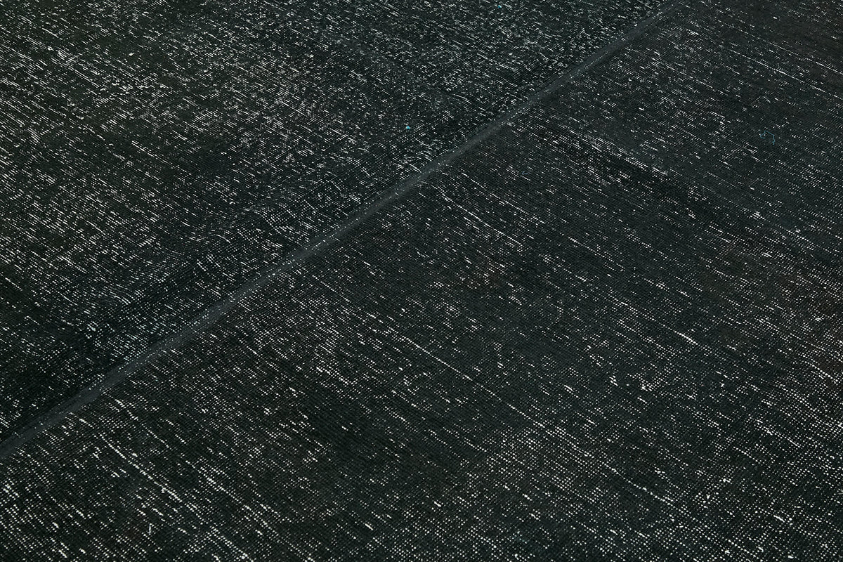 Zelko Overdyed Siyah Gri Desensiz Vintage El Dokuma Halı 276x369 cm 43127 – mekânda kullanım