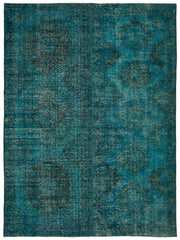 Zelko Overdyed Turkuaz ve Lacivert Modern Eskitme Halı 297x390 cm