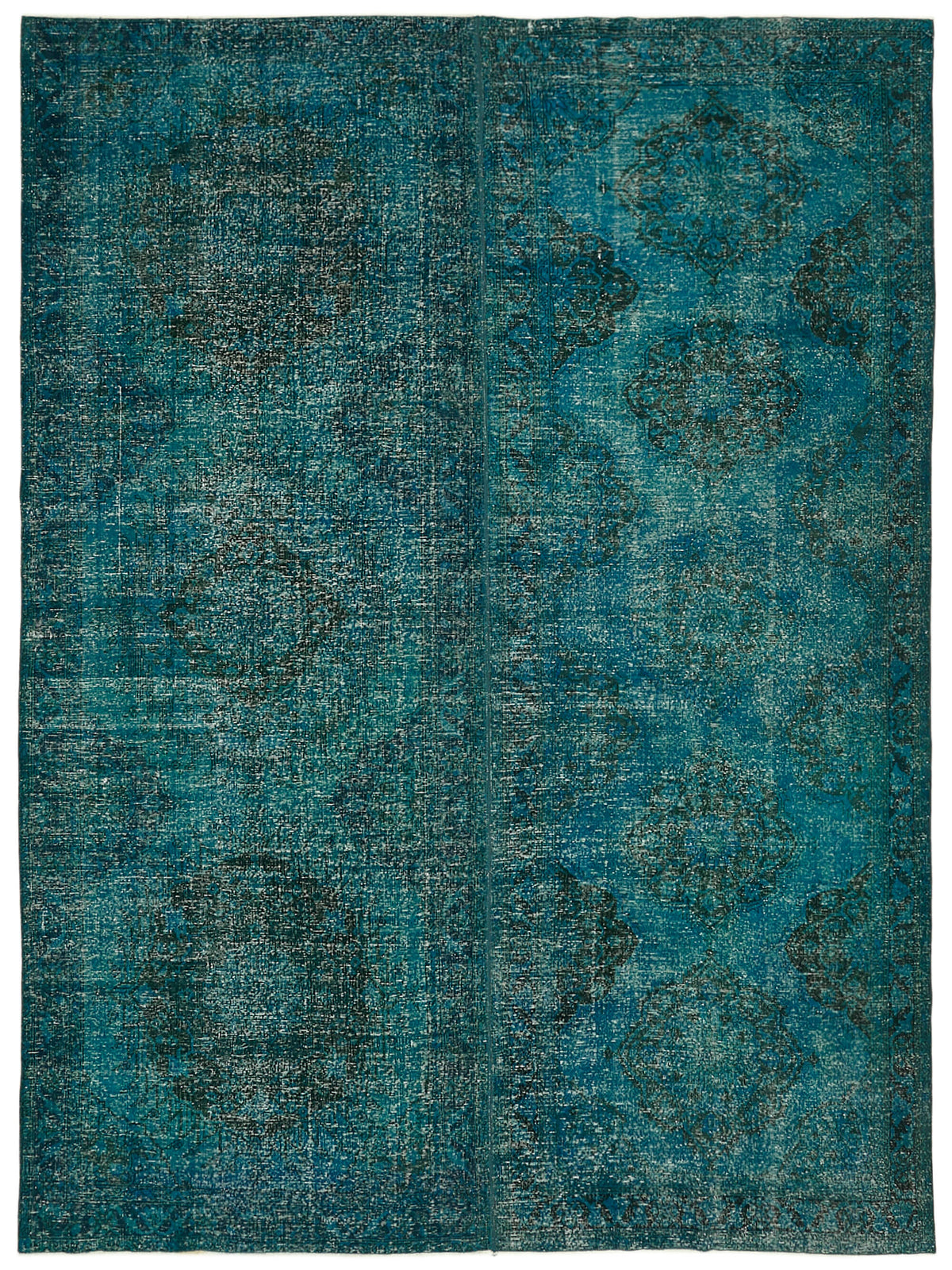 Zelko Overdyed Turkuaz ve Lacivert Modern Eskitme Halı 297x390 cm