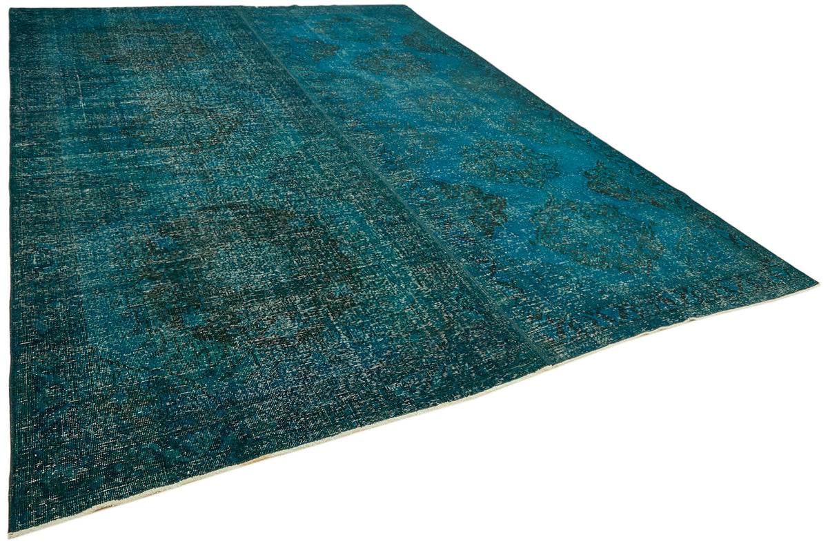 Zelko Overdyed Turkuaz ve Lacivert Modern Eskitme Halı 297x390 cm – genel görünüm