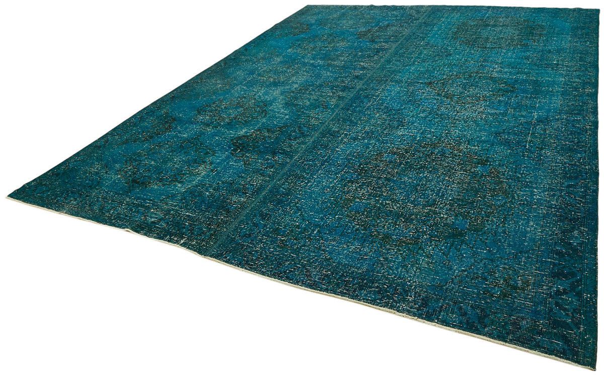 Zelko Overdyed Turkuaz ve Lacivert Modern Eskitme Halı 297x390 cm – doku yakın çekim