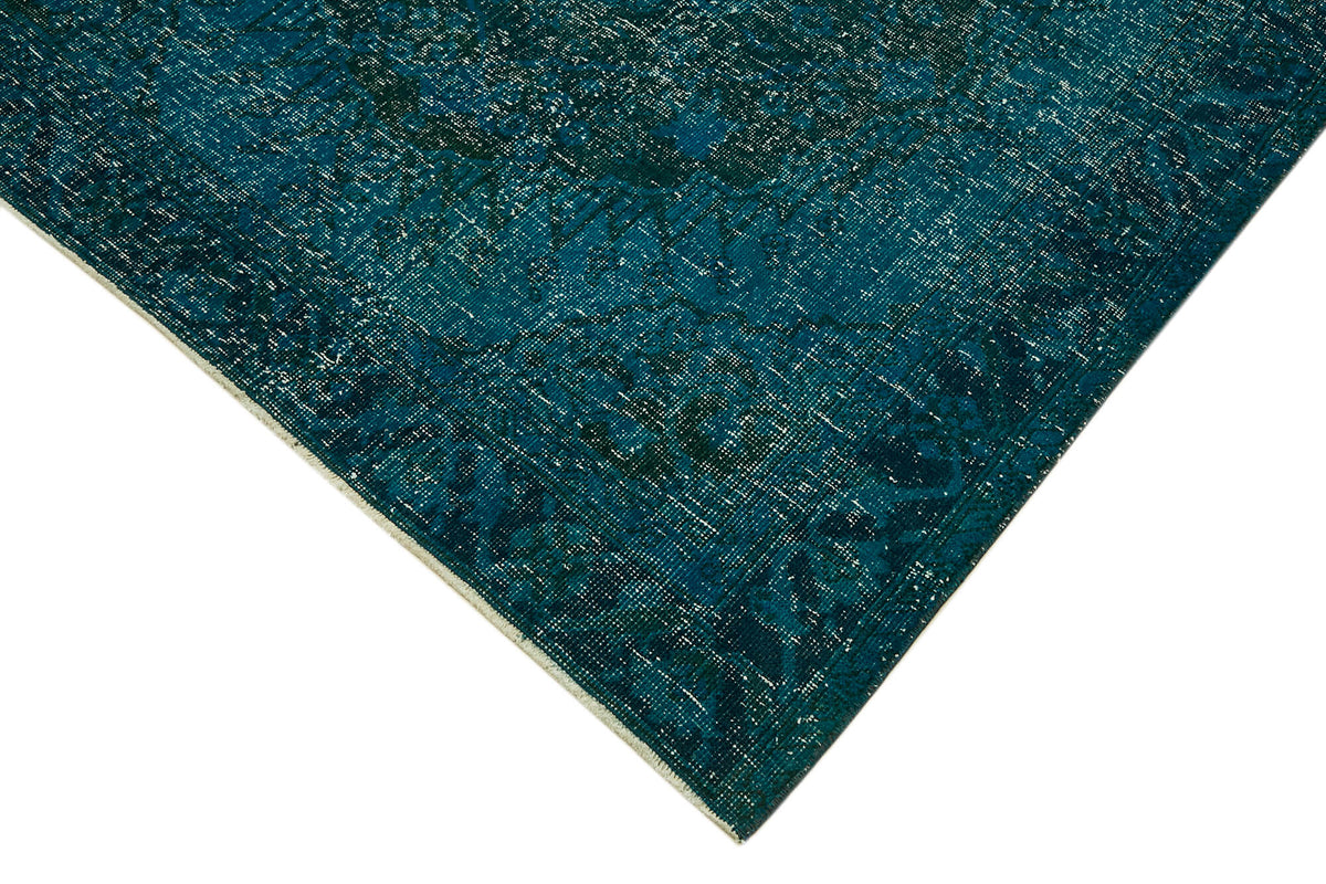 Zelko Overdyed Turkuaz ve Lacivert Modern Eskitme Halı 297x390 cm – detay görünümü