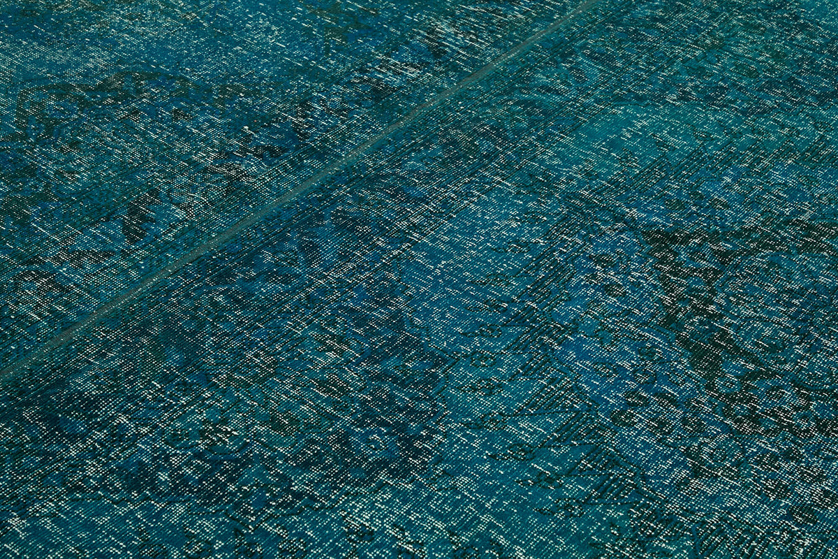 Zelko Overdyed Turkuaz ve Lacivert Modern Eskitme Halı 297x390 cm – mekânda kullanım