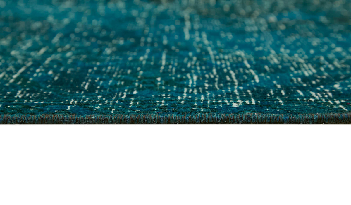 Zelko Overdyed Turkuaz ve Lacivert Modern Eskitme Halı 297x390 cm – farklı açı