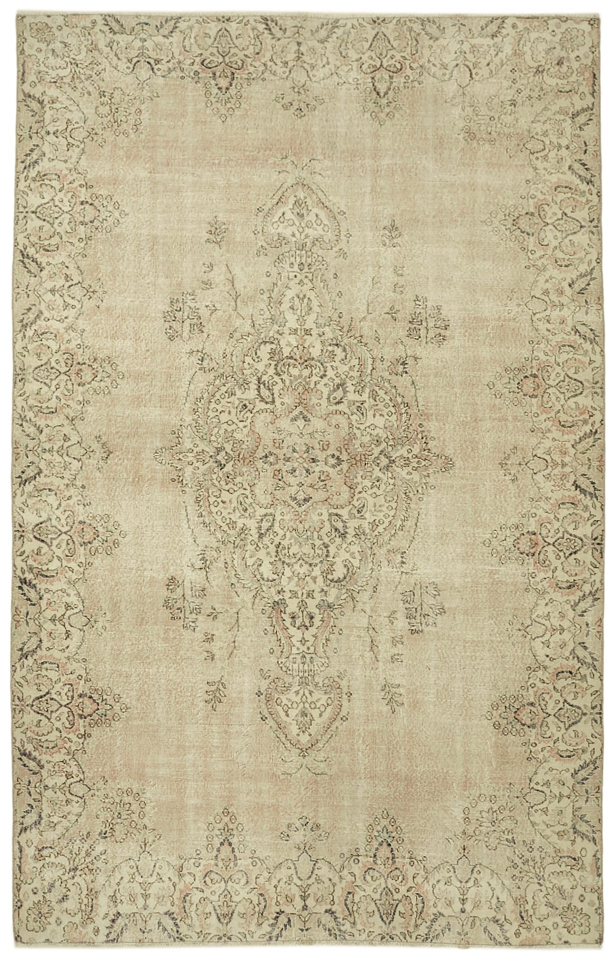 Rusvo Bej Kahverengi Madalyon Desenli Klasik El Dokuma Halı 240x372 cm