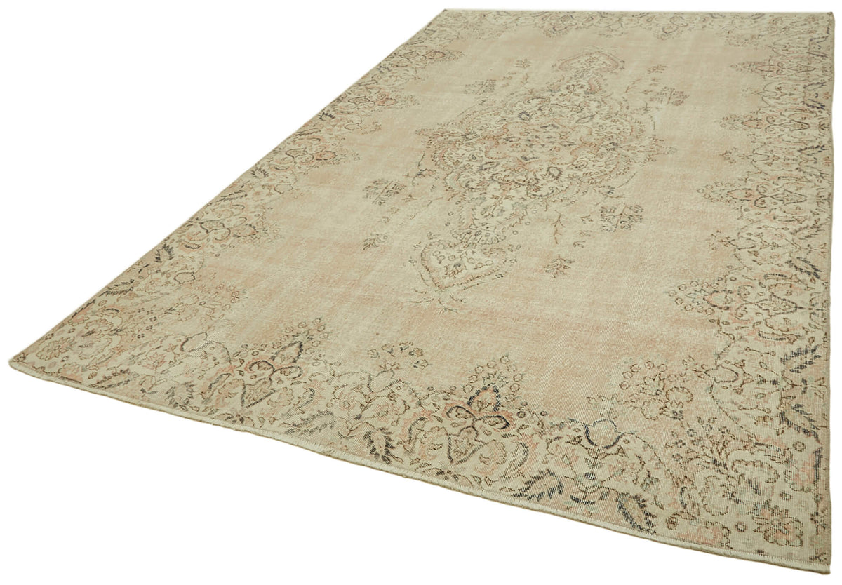 Rusvo Bej Kahverengi Madalyon Desenli Klasik El Dokuma Halı 240x372 cm – doku yakın çekim