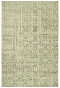 Rusvo Bej Pembe Çiçek Desenli Vintage El Dokuma Halı 240x356 cm