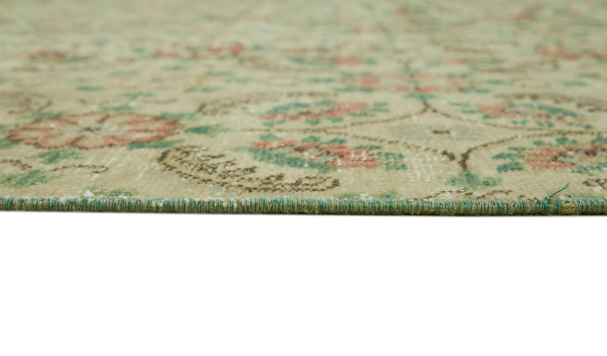 Rusvo Bej Pembe Çiçek Desenli Vintage El Dokuma Halı 240x356 cm – farklı açı
