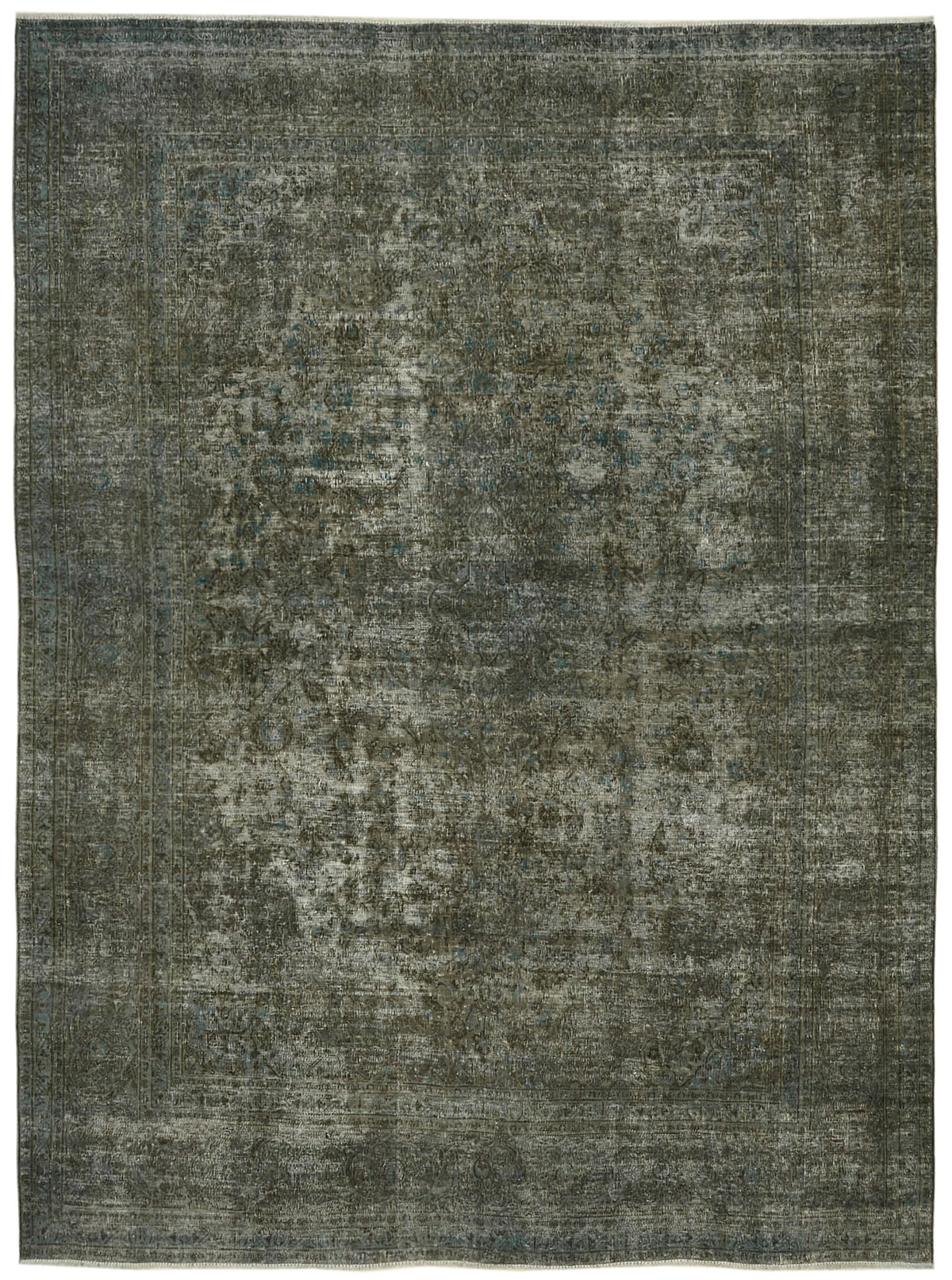 Zelko Antrasit Gri Soyut Desenli Yün El Dokuma Halı 292x385 cm