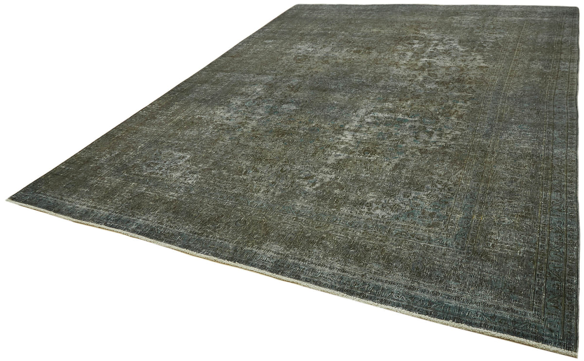 Zelko Antrasit Gri Soyut Desenli Yün El Dokuma Halı 292x385 cm – doku yakın çekim