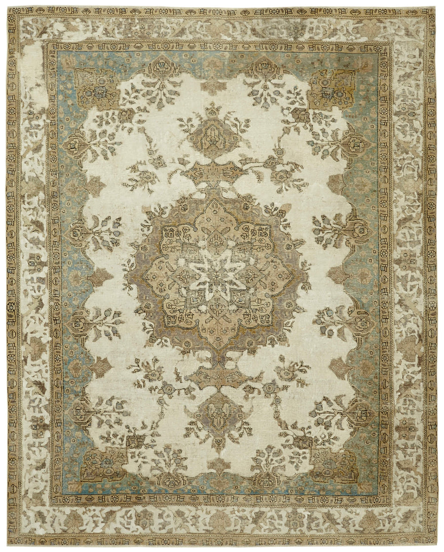 Rusvo Kahverengi Halı 6 m2 Vintage Madalyon Desenli 304x377 cm