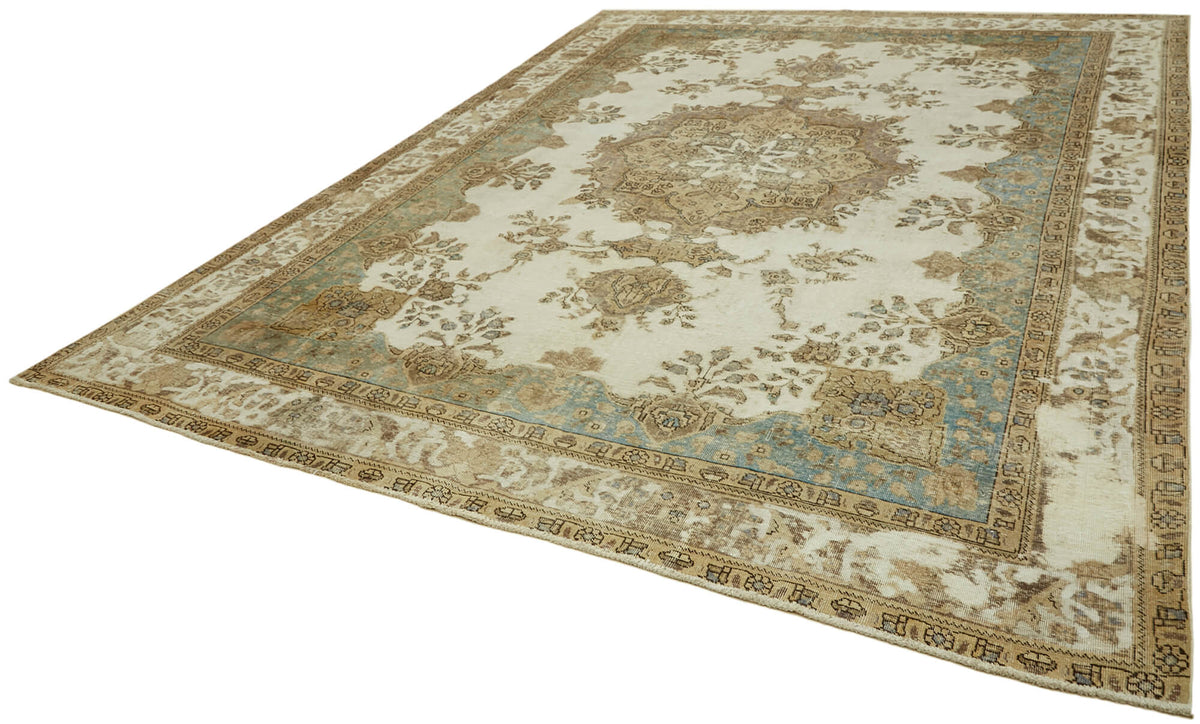 Rusvo Kahverengi Halı 6 m2 Vintage Madalyon Desenli 304x377 cm – doku yakın çekim