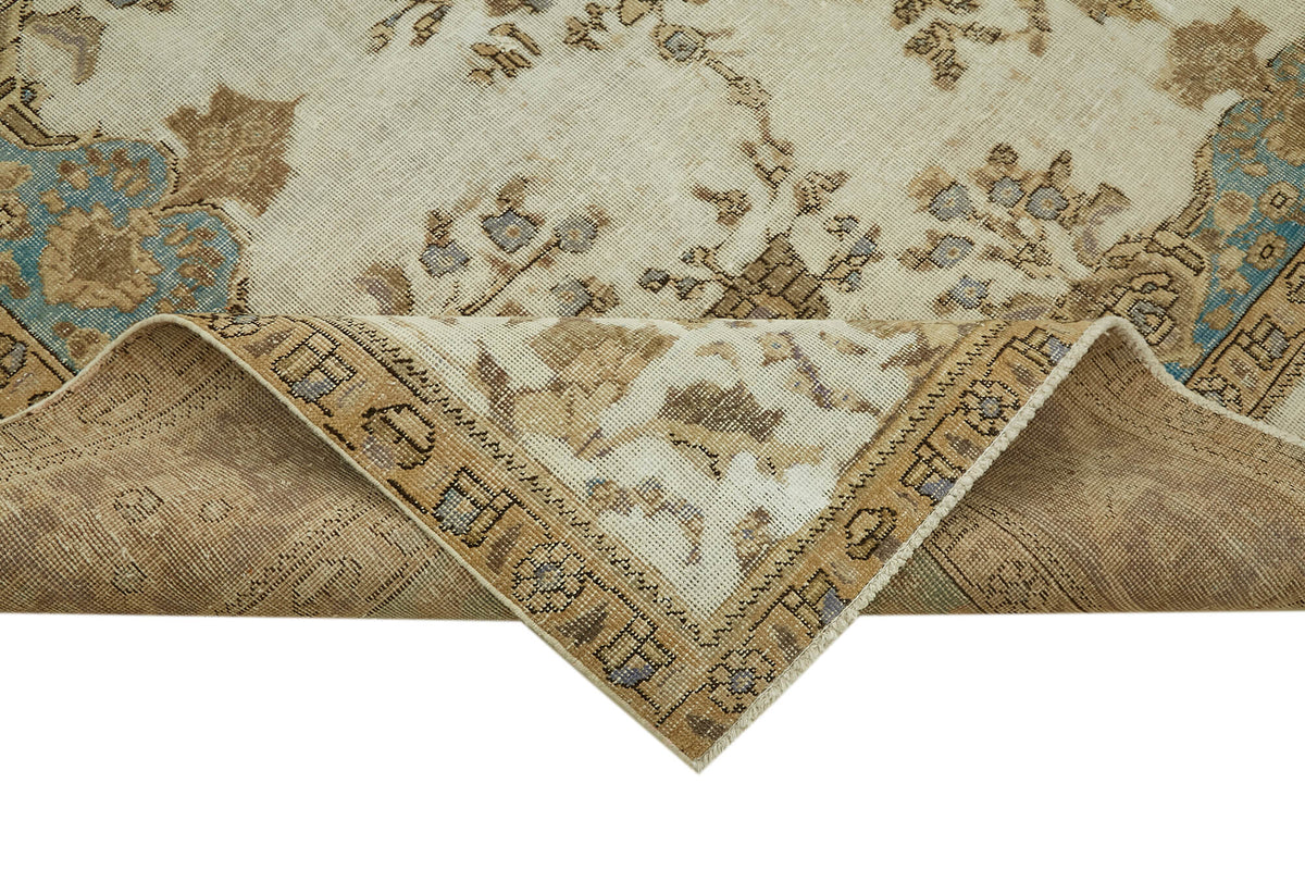 Rusvo Kahverengi Halı 6 m2 Vintage Madalyon Desenli 304x377 cm – kenar detayı