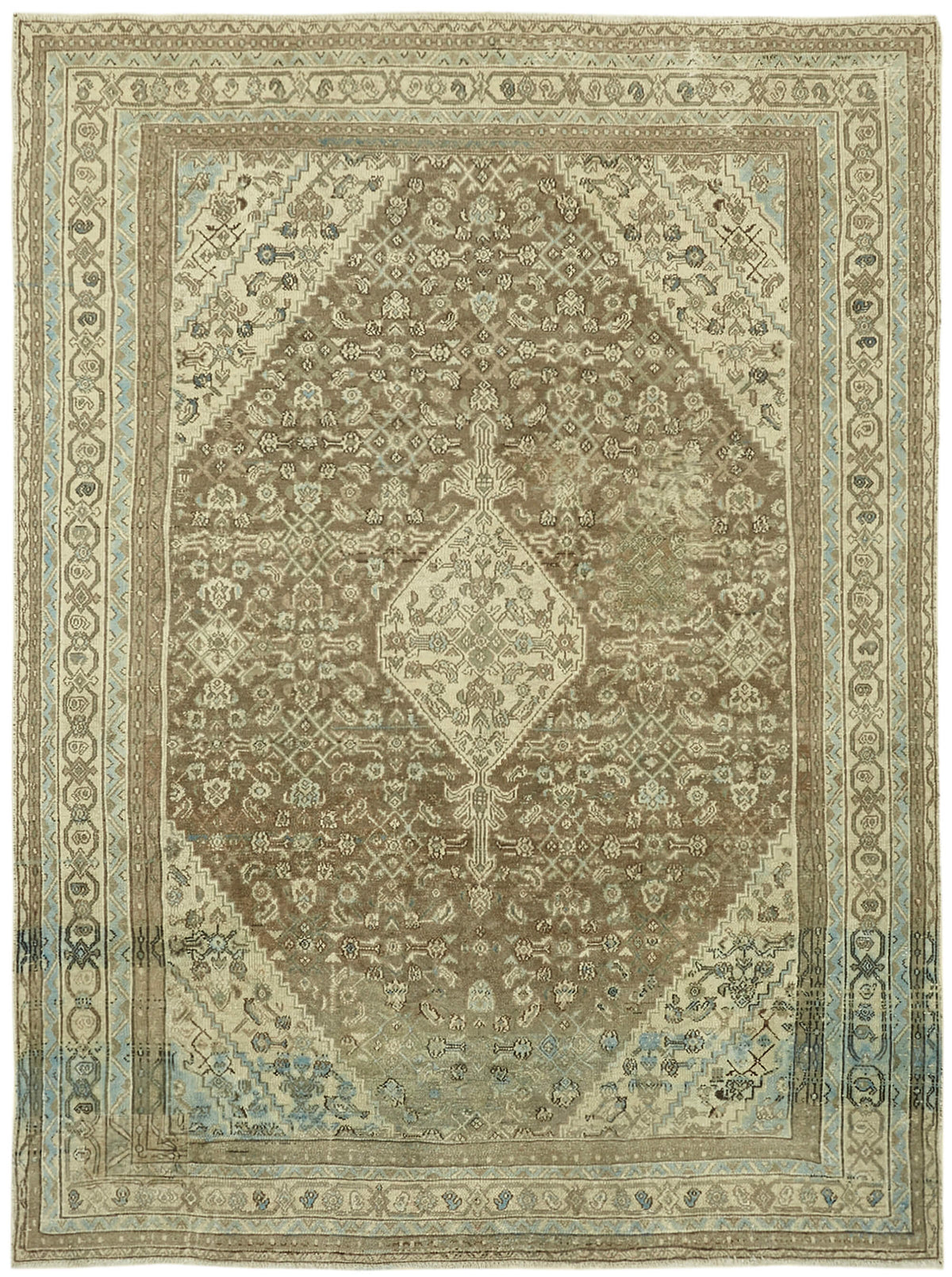 Rusvo Kahverengi Halı 6 m2 Vintage Madalyon Desenli 255x352 cm