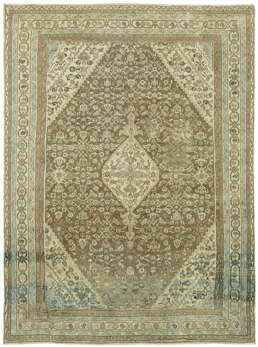 Rusvo Kahverengi Halı 6 m2 Vintage Madalyon Desenli 255x352 cm