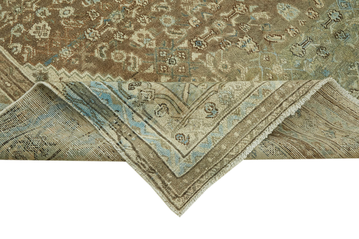 Rusvo Kahverengi Halı 6 m2 Vintage Madalyon Desenli 255x352 cm – kenar detayı
