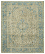 Rusvo Bej Halı Mavi Madalyon Desenli Vintage 314x387 cm