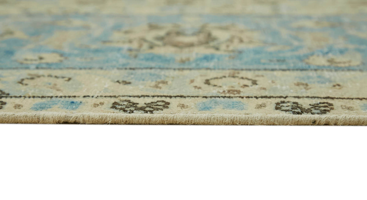 Rusvo Bej Halı Mavi Madalyon Desenli Vintage 314x387 cm – farklı açı