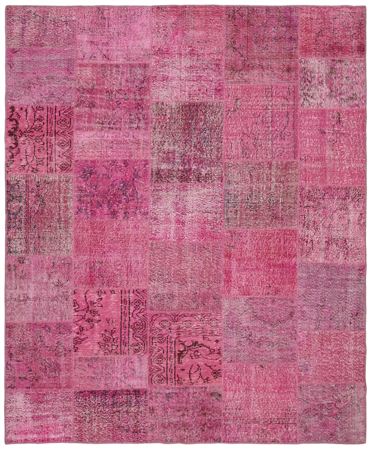Razik Pembe Mor Patchwork Modern El Dokuma Halı 250x300 cm