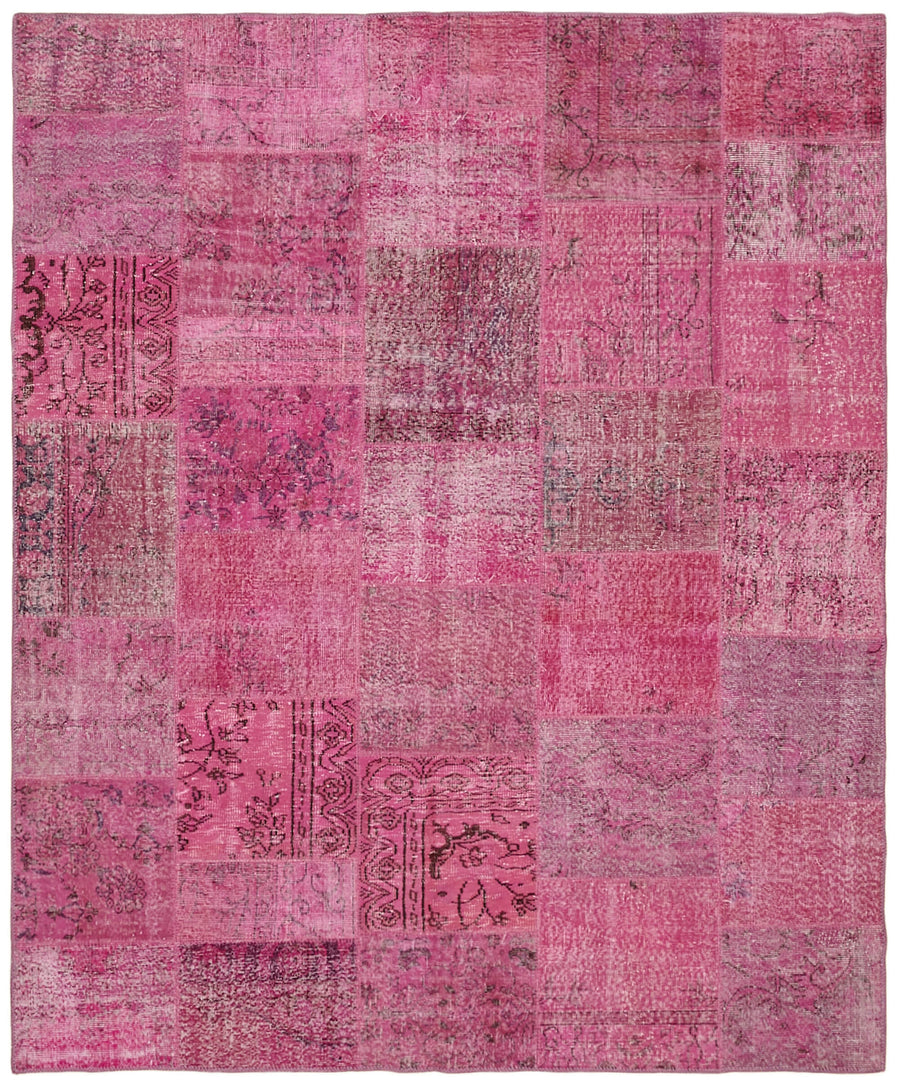 Razik Pembe Mor Patchwork Modern El Dokuma Halı 250x300 cm