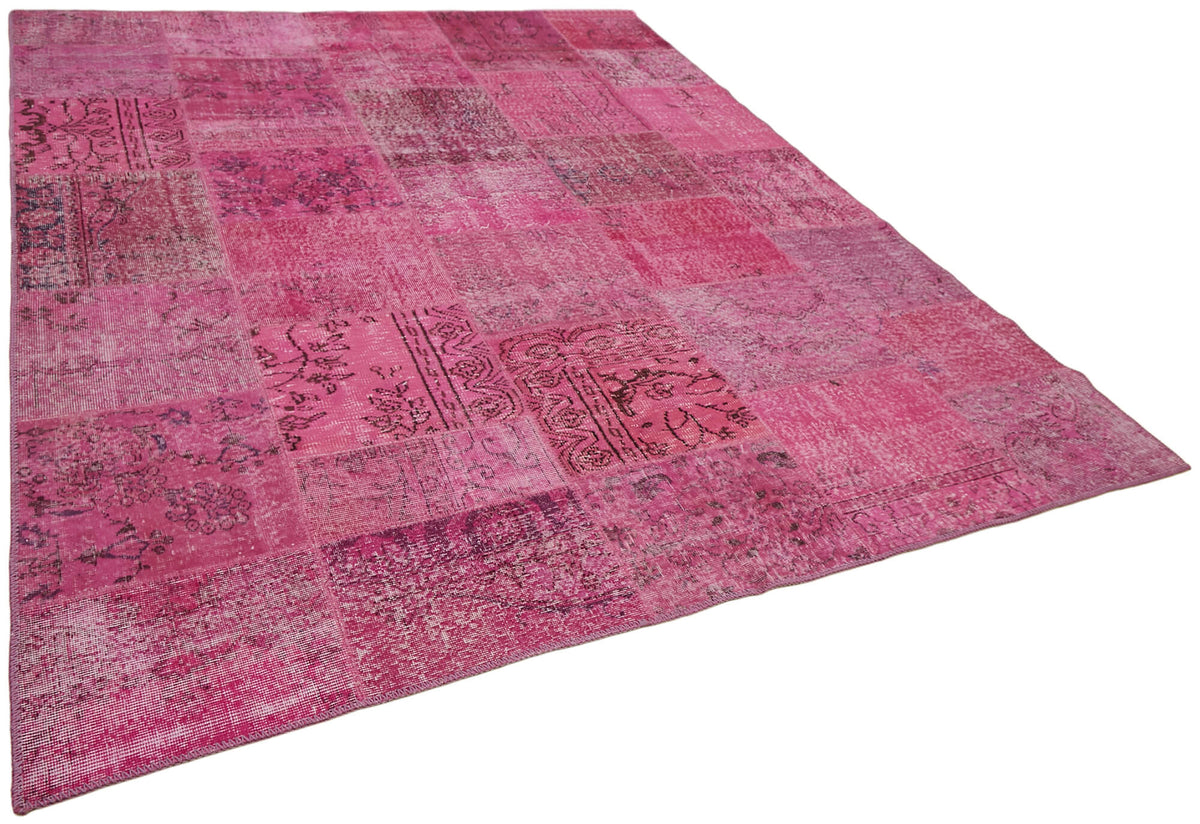 Razik Pembe Mor Patchwork Modern El Dokuma Halı 250x300 cm – genel görünüm