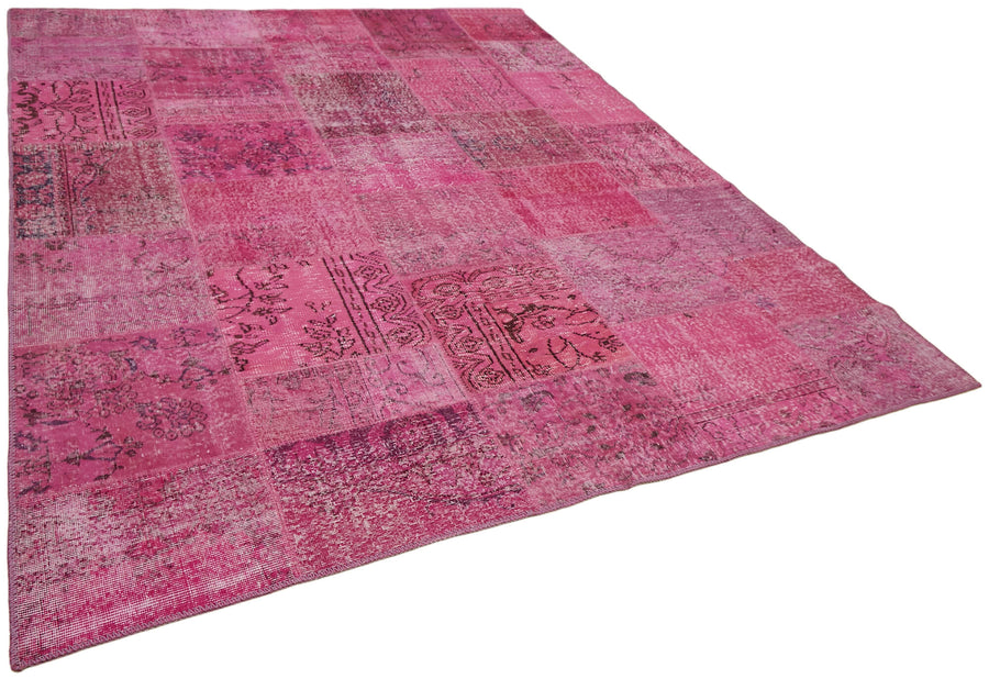 Razik Pembe Mor Patchwork Modern El Dokuma Halı 250x300 cm – genel görünüm