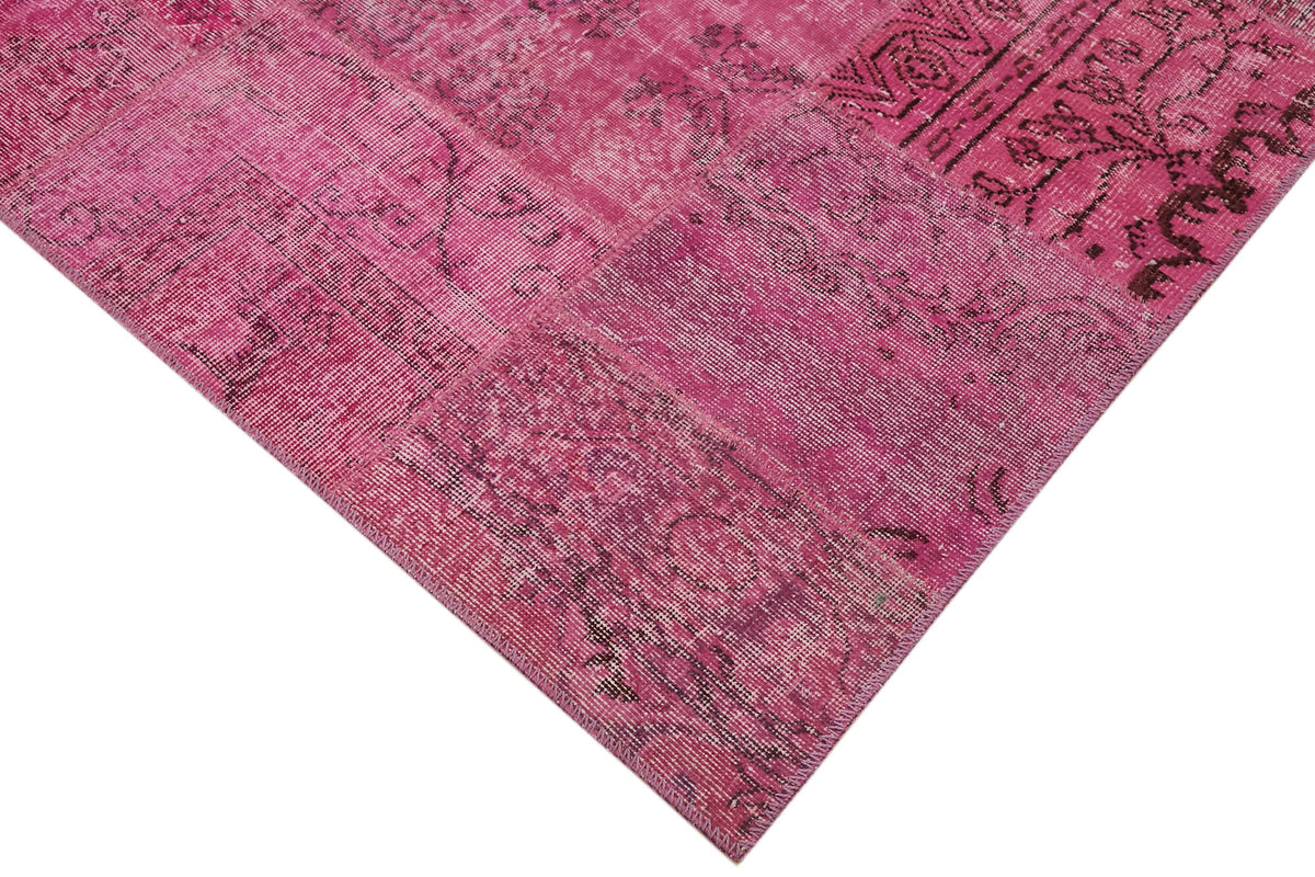 Razik Pembe Mor Patchwork Modern El Dokuma Halı 250x300 cm – detay görünümü