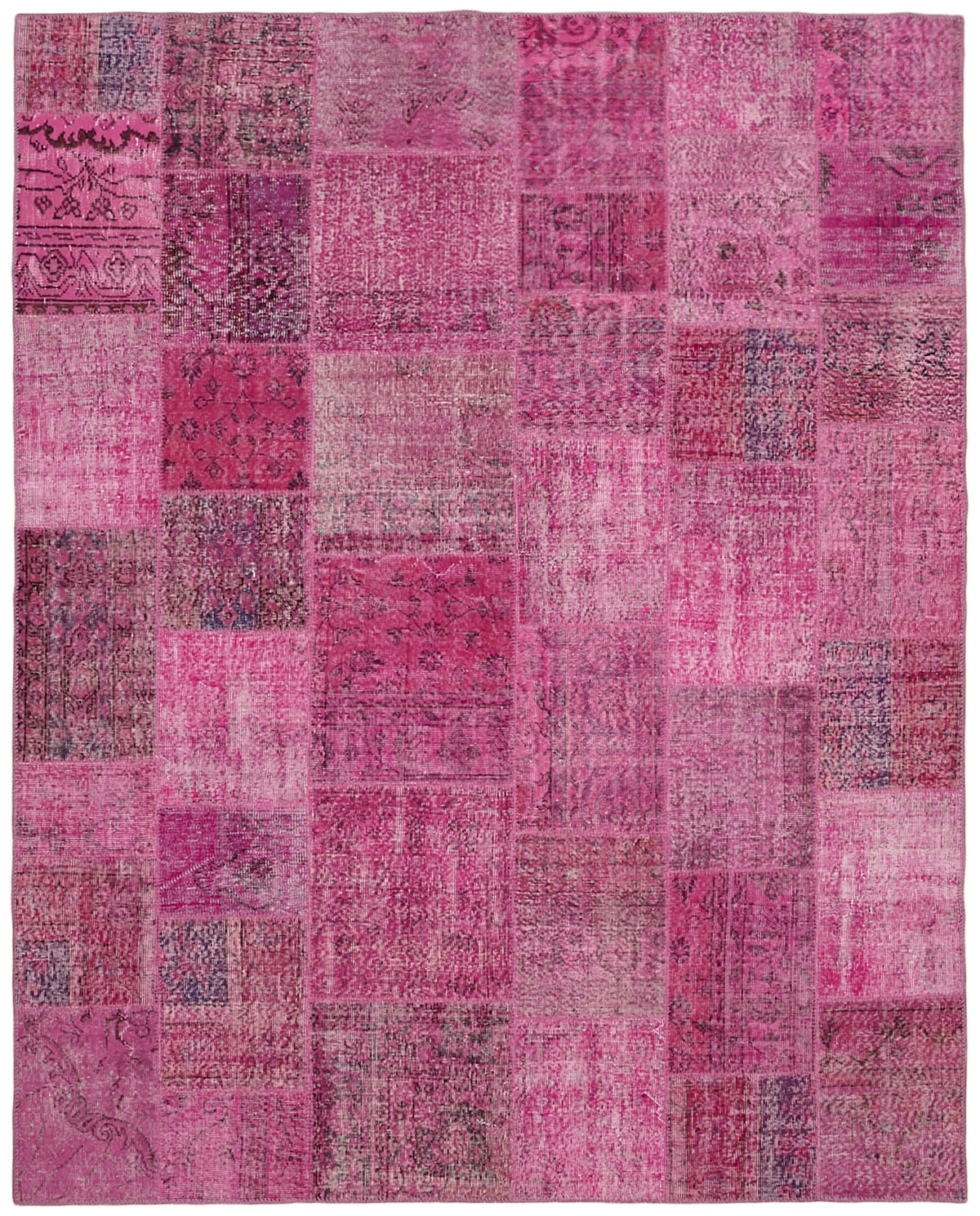 Razik Pembe Patchwork Desenli Modern El Dokuma Halı 250x300 cm