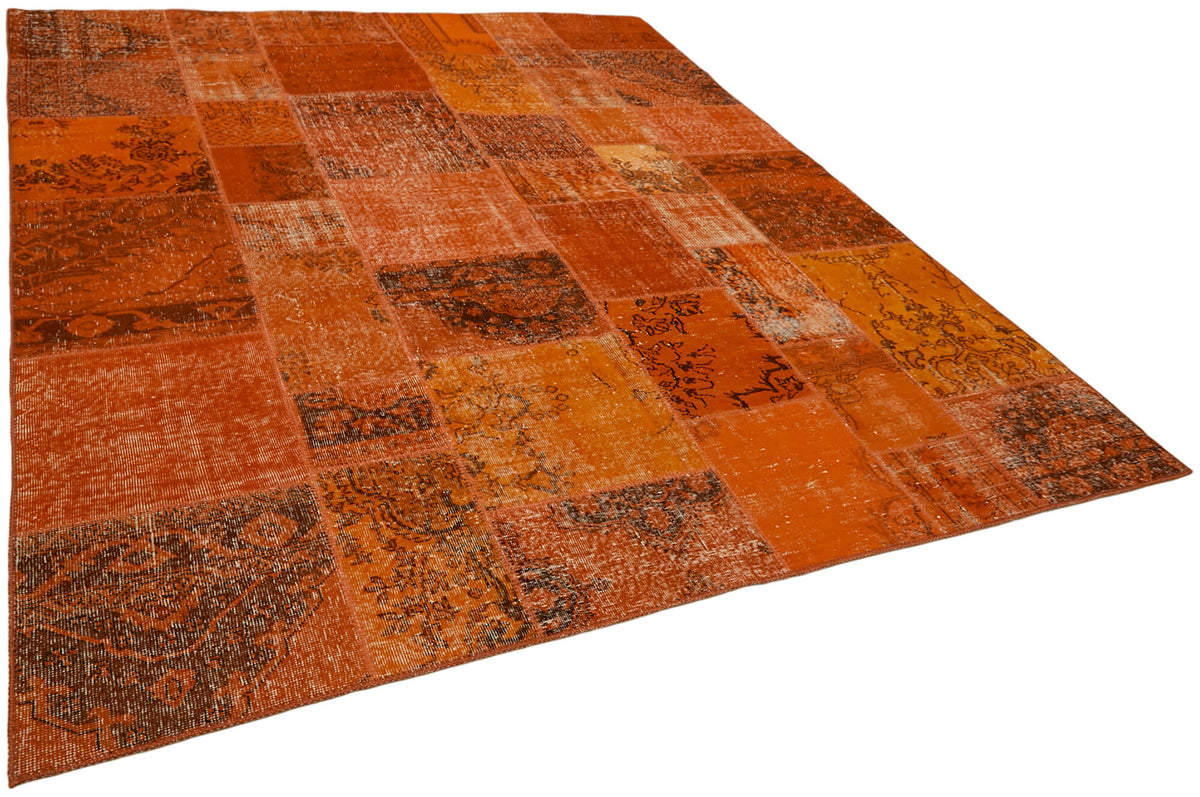 Razik Kahverengi Patchwork Halı Eskitme Yüzeyli 250x300 cm 43177 – genel görünüm