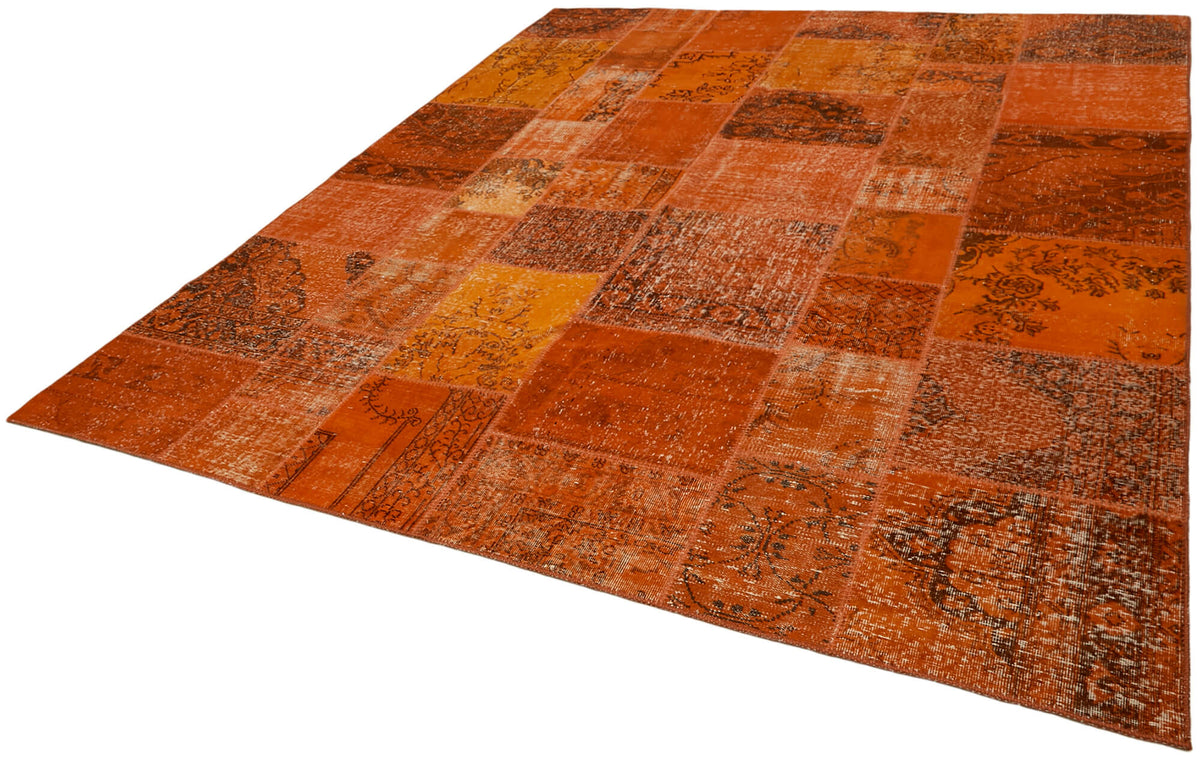 Razik Kahverengi Patchwork Halı Eskitme Yüzeyli 250x300 cm 43177 – doku yakın çekim