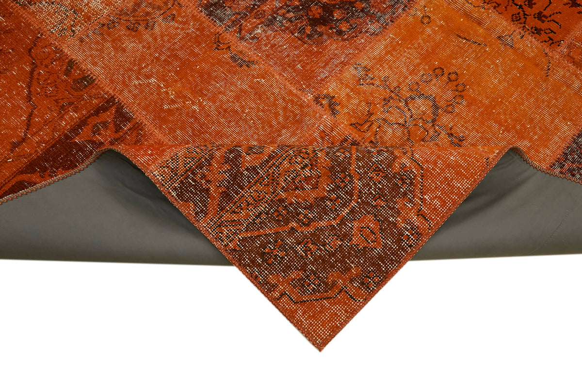Razik Kahverengi Patchwork Halı Eskitme Yüzeyli 250x300 cm 43177 – kenar detayı