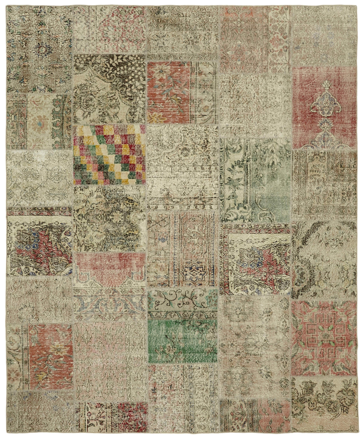 Razik Bej Zeminli Çok Renkli Patchwork Yün Halı 251x300 cm 43184