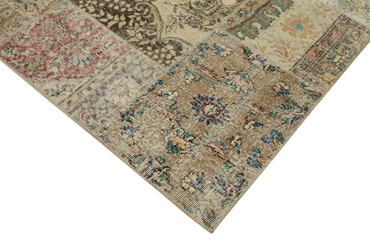 Razik Bej Zeminli Çok Renkli Patchwork Yün Halı 251x300 cm 43184 – detay görünümü