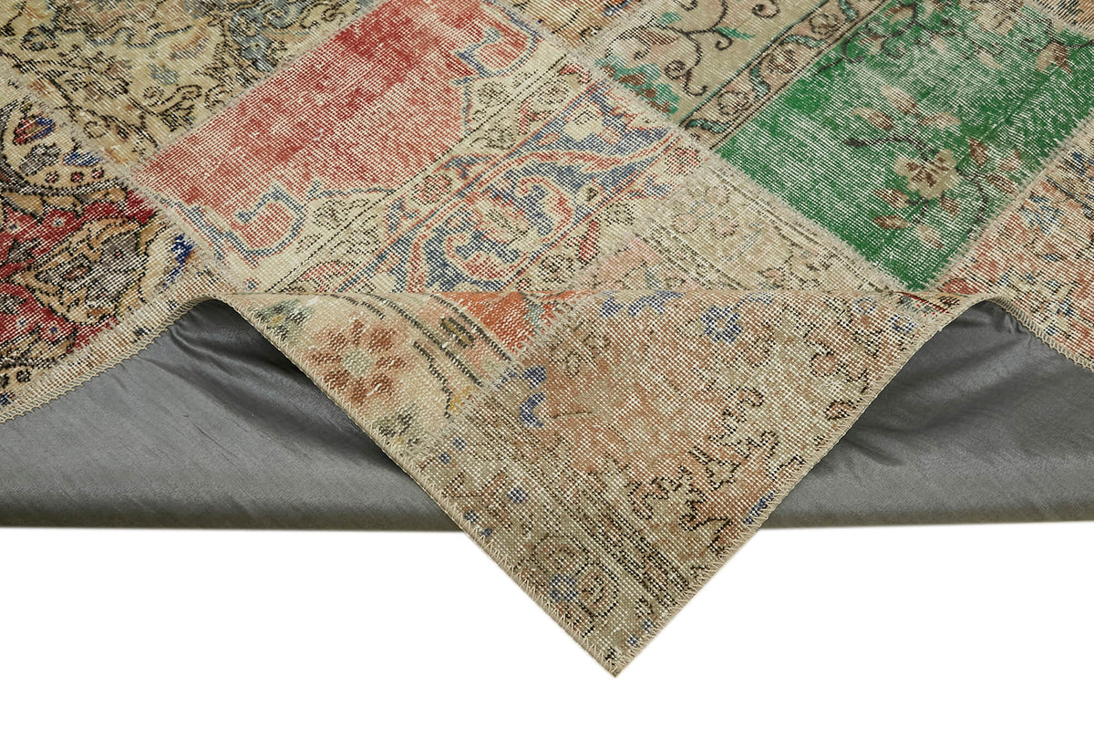 Razik Bej Zeminli Çok Renkli Patchwork Yün Halı 251x300 cm 43184 – kenar detayı