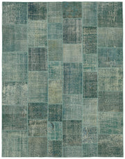 Razik Geometrik Desenli Turkuaz Gri Modern El Dokuma Halı 238x300 cm