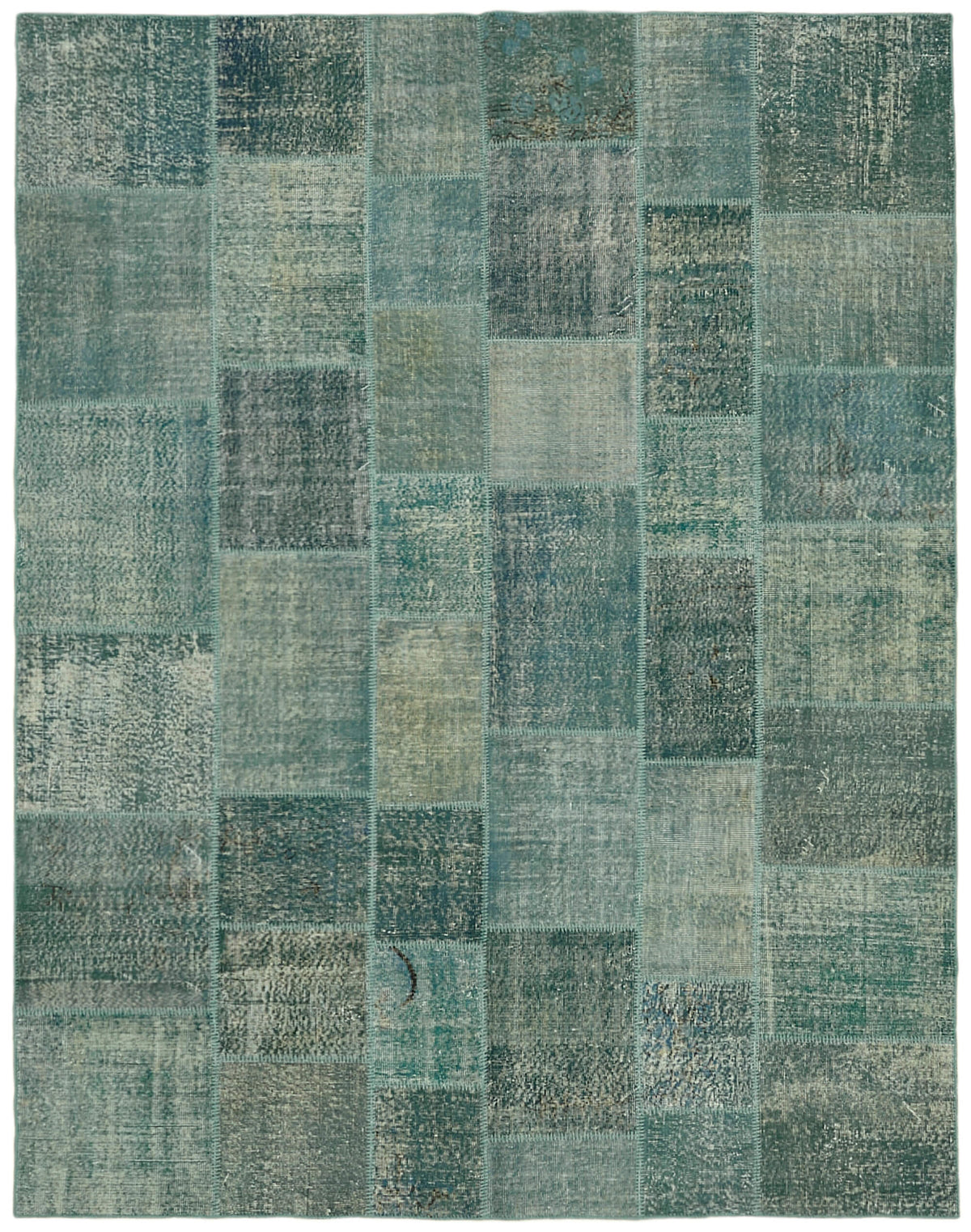 Razik Geometrik Desenli Turkuaz Gri Modern El Dokuma Halı 238x300 cm