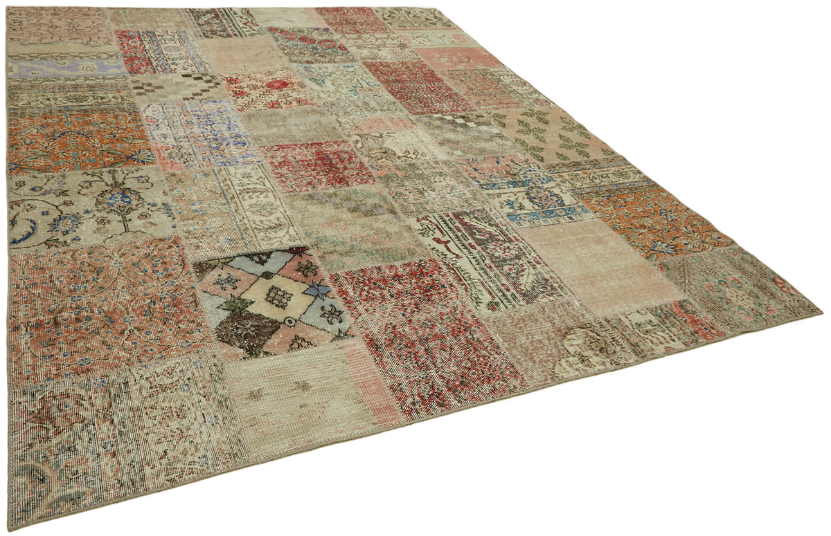 Razik Patchwork Bej Çok Renkli Modern El Dokuma Halı 250x300 cm 43190 – genel görünüm