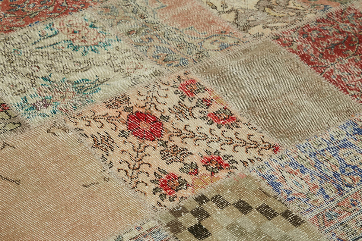 Razik Patchwork Bej Çok Renkli Modern El Dokuma Halı 250x300 cm 43190 – mekânda kullanım