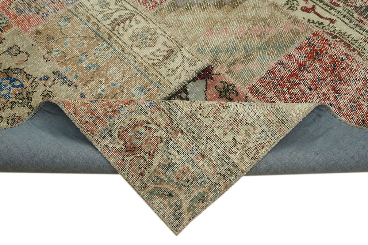 Razik Patchwork Bej Çok Renkli Modern El Dokuma Halı 250x300 cm 43190 – kenar detayı